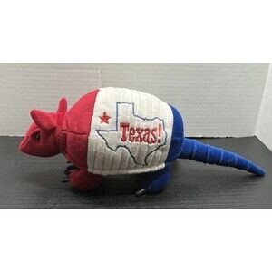 Vintage Texas Plush Armadillo Stuffed Animal Red White & Blue Zoona 2005 16"